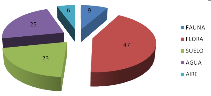 Gráfico de las denuncias ambientales por recurso natural, de enero a junio de 2018
